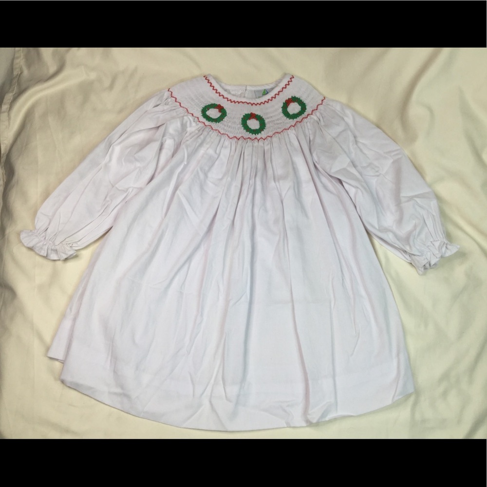 Fisch & Bry Christmas Wreath Smocked Dress 5